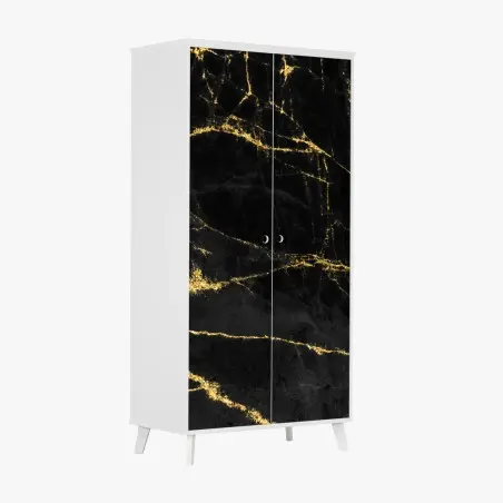 Sticker pour armoire marbre noir veiné d'or – Wallnifity®