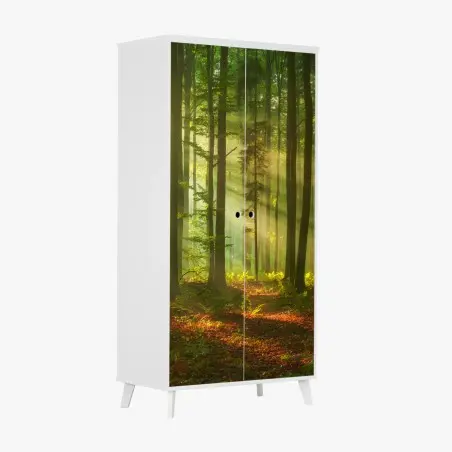 Sticker pour armoire aube dorée dans la forêt – Wallnifity®