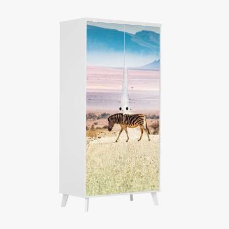 Sticker pour armoire zèbre solitaire sur la route du désert – Wallnifity®