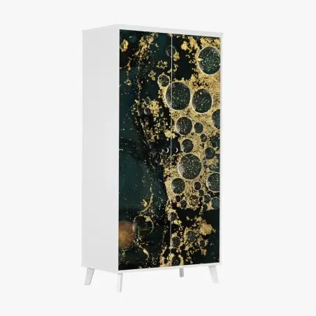Sticker pour armoire élégance minérale turquoise et dorée – Wallnifity®