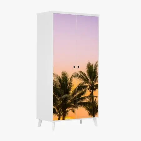 Sticker pour armoire crépuscule tropical au bord de la mer – Wallnifity®