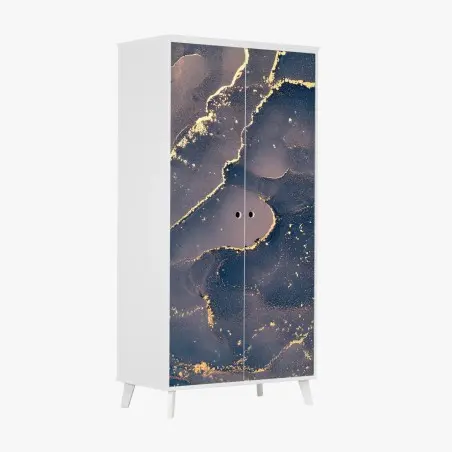 Sticker pour armoire marbre céleste aux reflets dorés – Wallnifity®