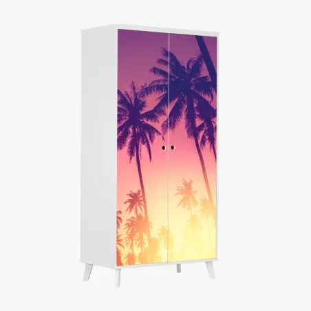 Sticker pour armoire palmiers au coucher de soleil rétro – Wallnifity®