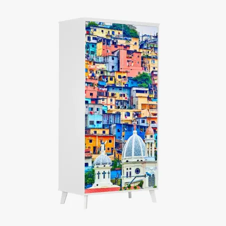 Sticker pour armoire maisons colorées de Las Peñas sur la colline Santa Ana, Guayaquil – Wallnifity®