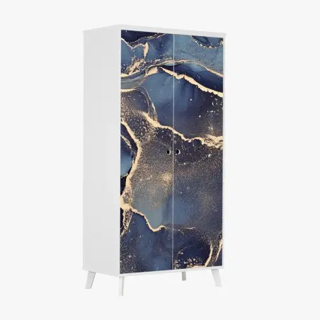 Sticker pour armoire vagues célestes bleu et or – Wallnifity®