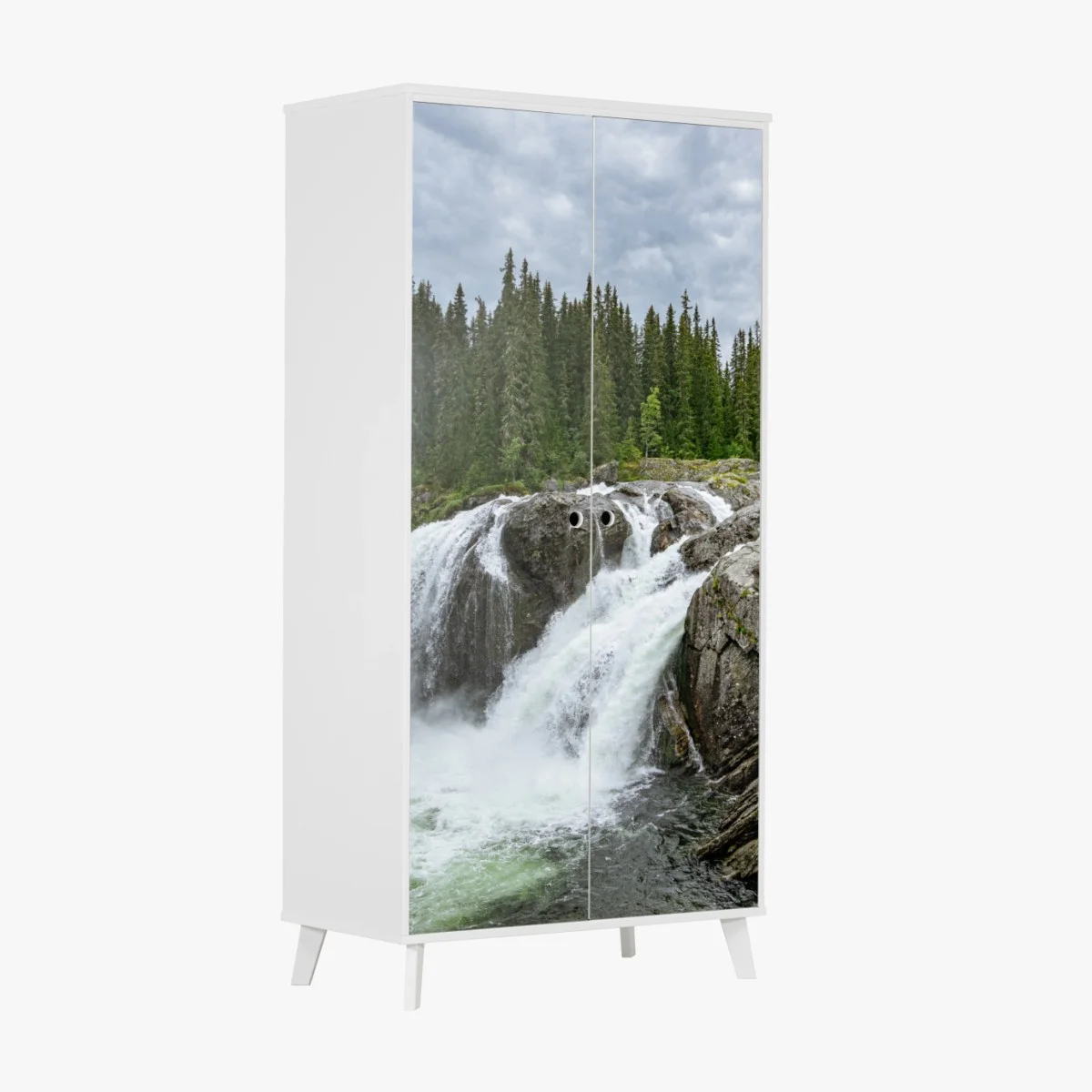 Sticker pour armoire cascade sauvage entre rochers et sapins – Wallnifity® Sticker pour armoire cascade sauvage entre rochers et sapins – Wallnifity®