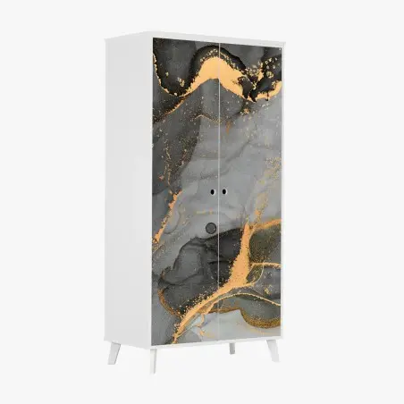Sticker pour armoire danse d'encre dorée sur marbre gris – Wallnifity®