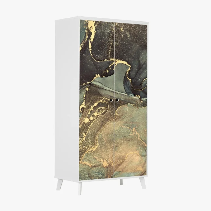 Sticker pour armoire rêverie dorée en encre marbrée – Wallnifity®