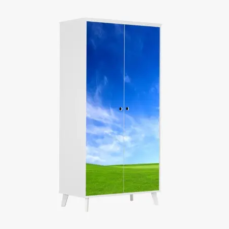 Sticker pour armoire prairie verdoyante sous ciel azur – Wallnifity®