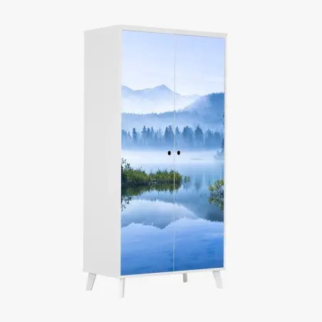 Sticker pour armoire matin brumeux au lac alpin – Wallnifity®