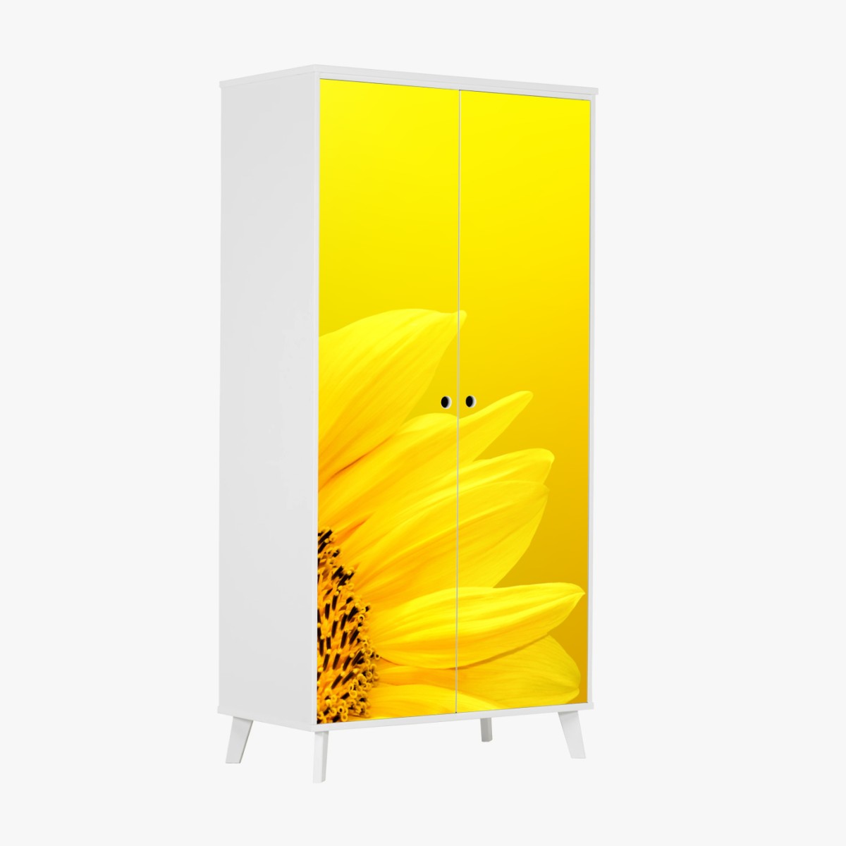 Sticker pour armoire tournesol éclatant sur fond jaune – Wallnifity®