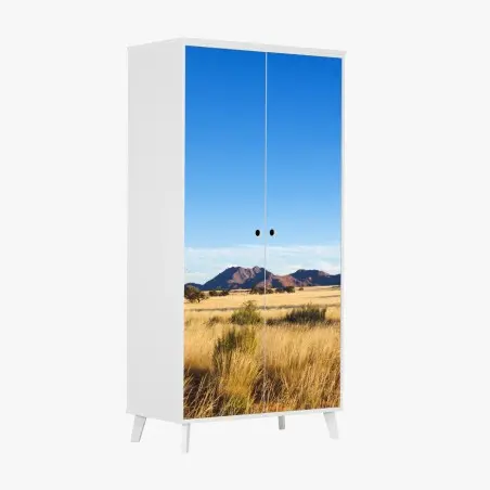 Sticker pour armoire plaine dorée sous ciel azur – Wallnifity®