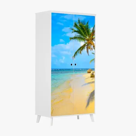Sticker pour armoire évasion paradisiaque sur une île tropicale – Wallnifity®