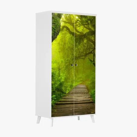 Sticker pour armoire sentier brumeux au cœur de la forêt – Wallnifity®