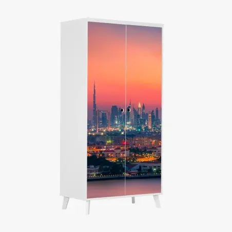 Sticker pour armoire horizon moderne au coucher de soleil — Dubaï – Wallnifity®