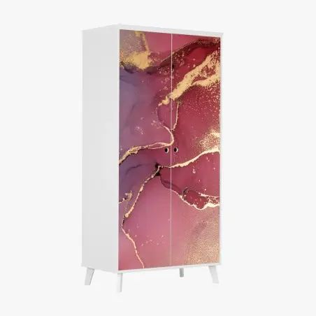Sticker pour armoire marbre abstrait aux reflets dorés – Wallnifity®