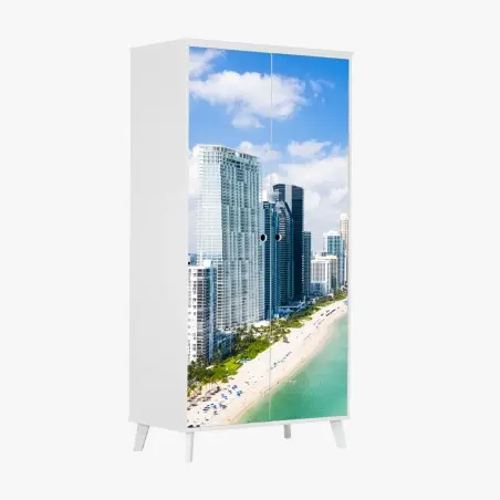 Sticker pour armoire vue panoramique de la côte urbaine ensoleillée – Wallnifity®