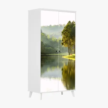 Sticker pour armoire reflet doré au bord du lac – Wallnifity®