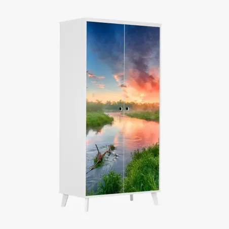 Sticker pour armoire aube d'été au bord de la rivière – Wallnifity®