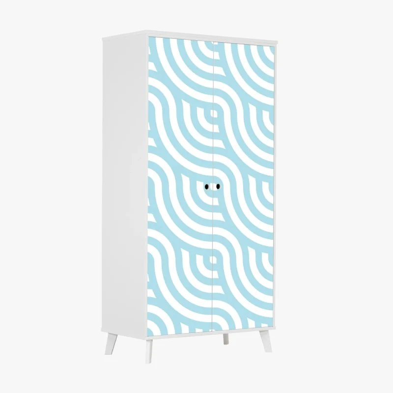 Sticker pour armoire motif géométrique ondulé bleu et blanc – Wallnifity® Sticker pour armoire motif géométrique ondulé bleu et blanc – Wallnifity®