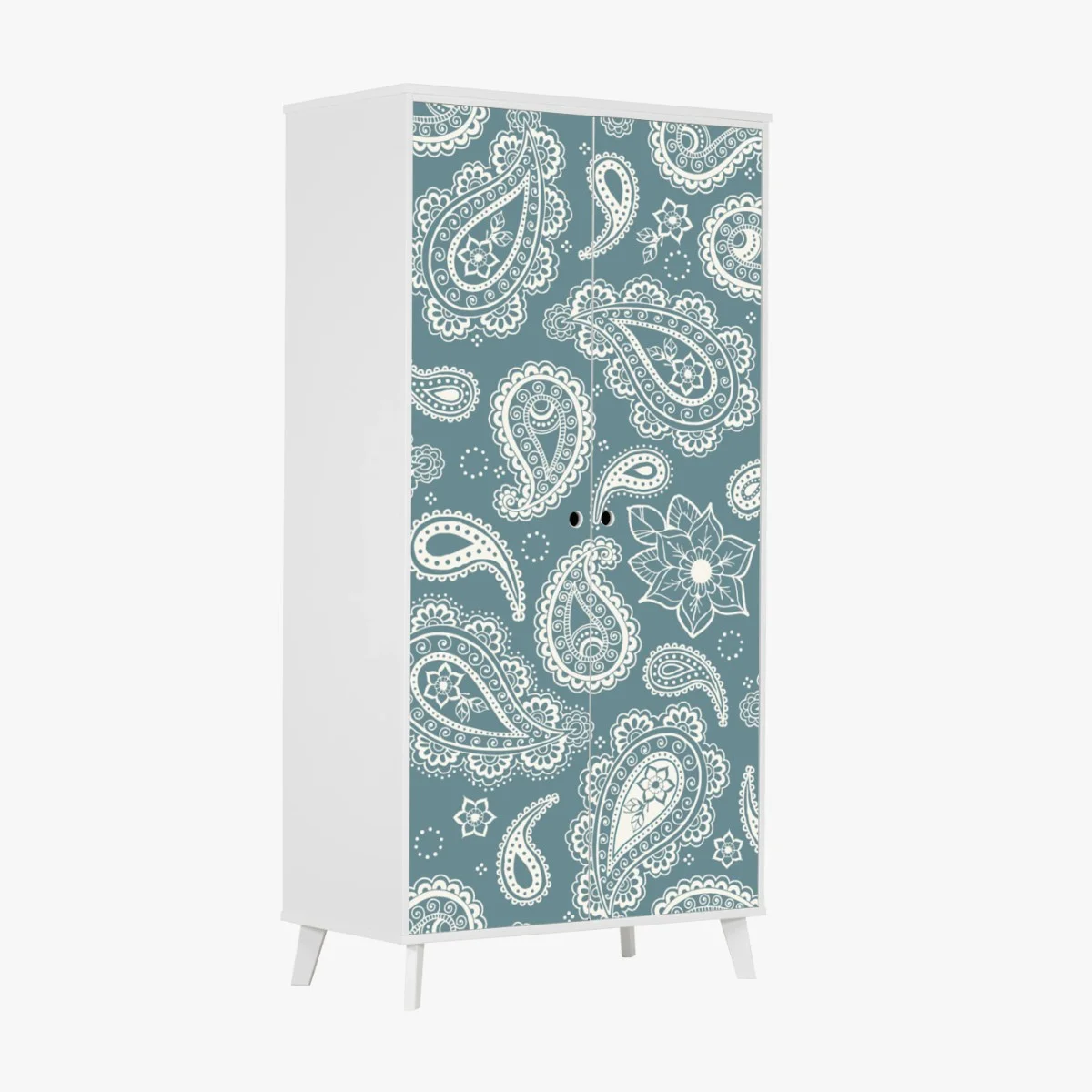 Sticker pour armoire motif cachemire floral bleu-vert élégant – Wallnifity® Sticker pour armoire motif cachemire floral bleu-vert élégant – Wallnifity®