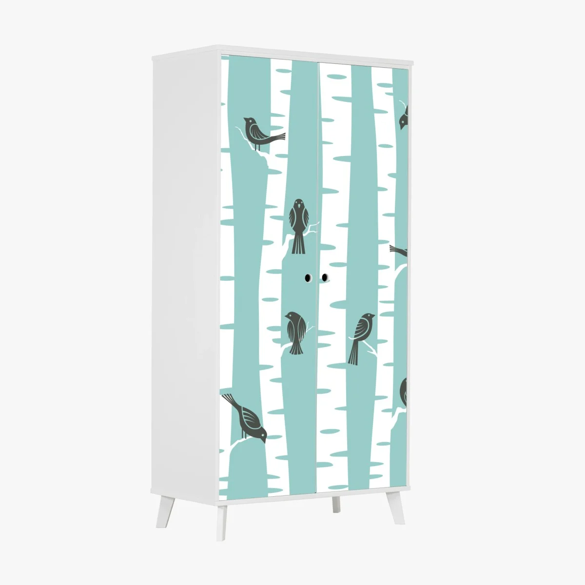 Sticker pour armoire oiseaux sur troncs de bouleau menthe – Wallnifity® Sticker pour armoire oiseaux sur troncs de bouleau menthe – Wallnifity®