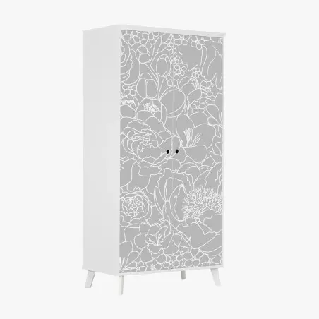 Sticker pour armoire motif floral monochrome élégant – Wallnifity®