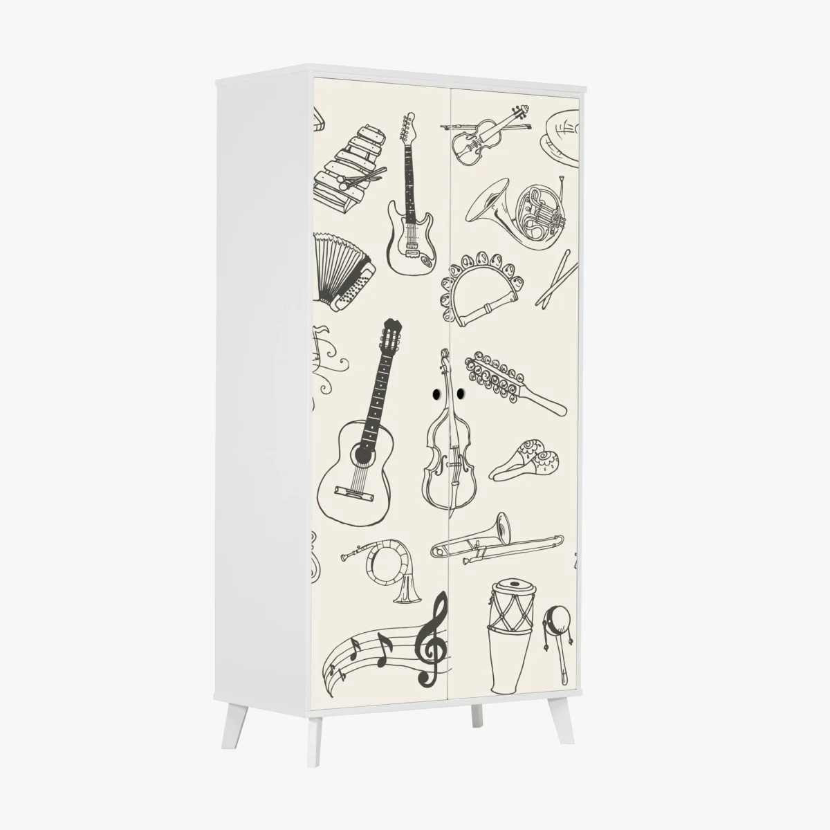 Sticker pour armoire collection d'instruments de musique dessinés à la main – Wallnifity® Sticker pour armoire collection d'instruments de musique dessinés à la main – Wallnifity®