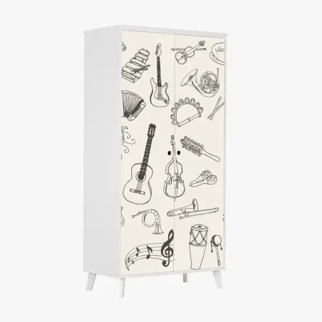 Sticker pour armoire collection d'instruments de musique dessinés à la main – Wallnifity®