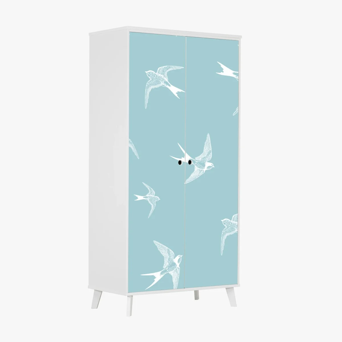 Sticker pour armoire motif d'hirondelles en vol sur fond bleu pastel – Wallnifity® Sticker pour armoire motif d'hirondelles en vol sur fond bleu pastel – Wallnifity®