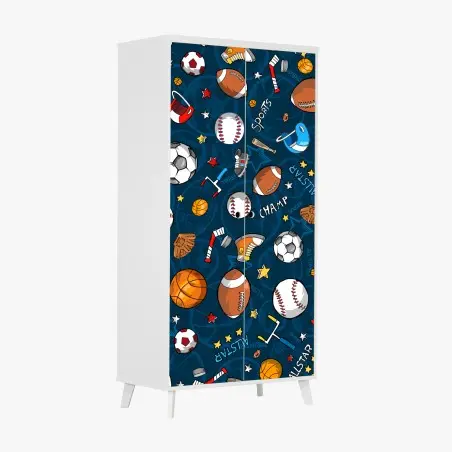 Sticker pour armoire motif sportif coloré: ballons et accessoires – Wallnifity®