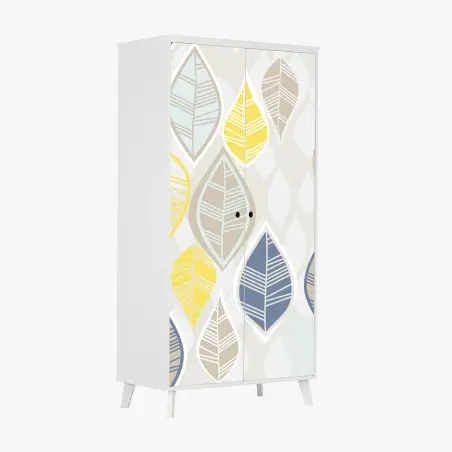 Sticker pour armoire motif feuilles scandinaves pastel – Wallnifity®