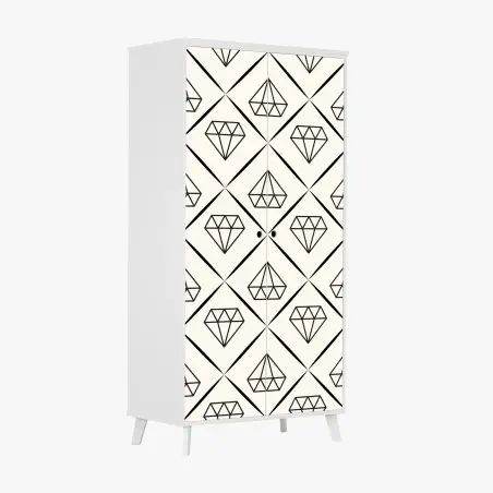 Sticker pour armoire motif diamant géométrique noir et blanc – Wallnifity®