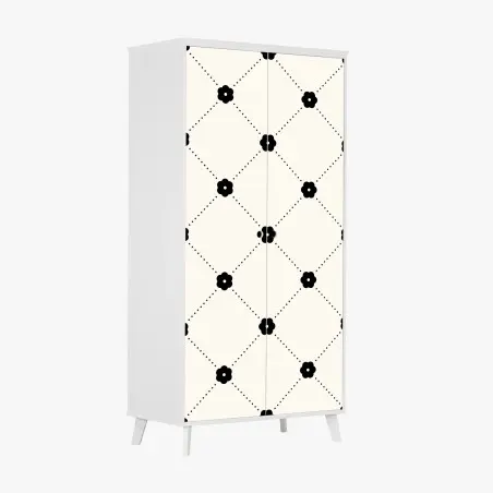 Sticker pour armoire motif floral géométrique noir et blanc – Wallnifity®