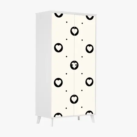 Sticker pour armoire motif cœur minimaliste monochrome pour décoration murale – Wallnifity®