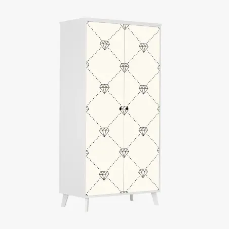 Sticker pour armoire motif diamant minimaliste sur fond beige – Wallnifity®