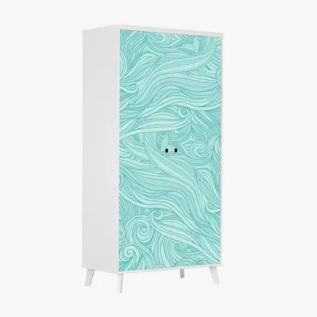 Sticker pour armoire motif aquatique ondulant turquoise – Wallnifity®