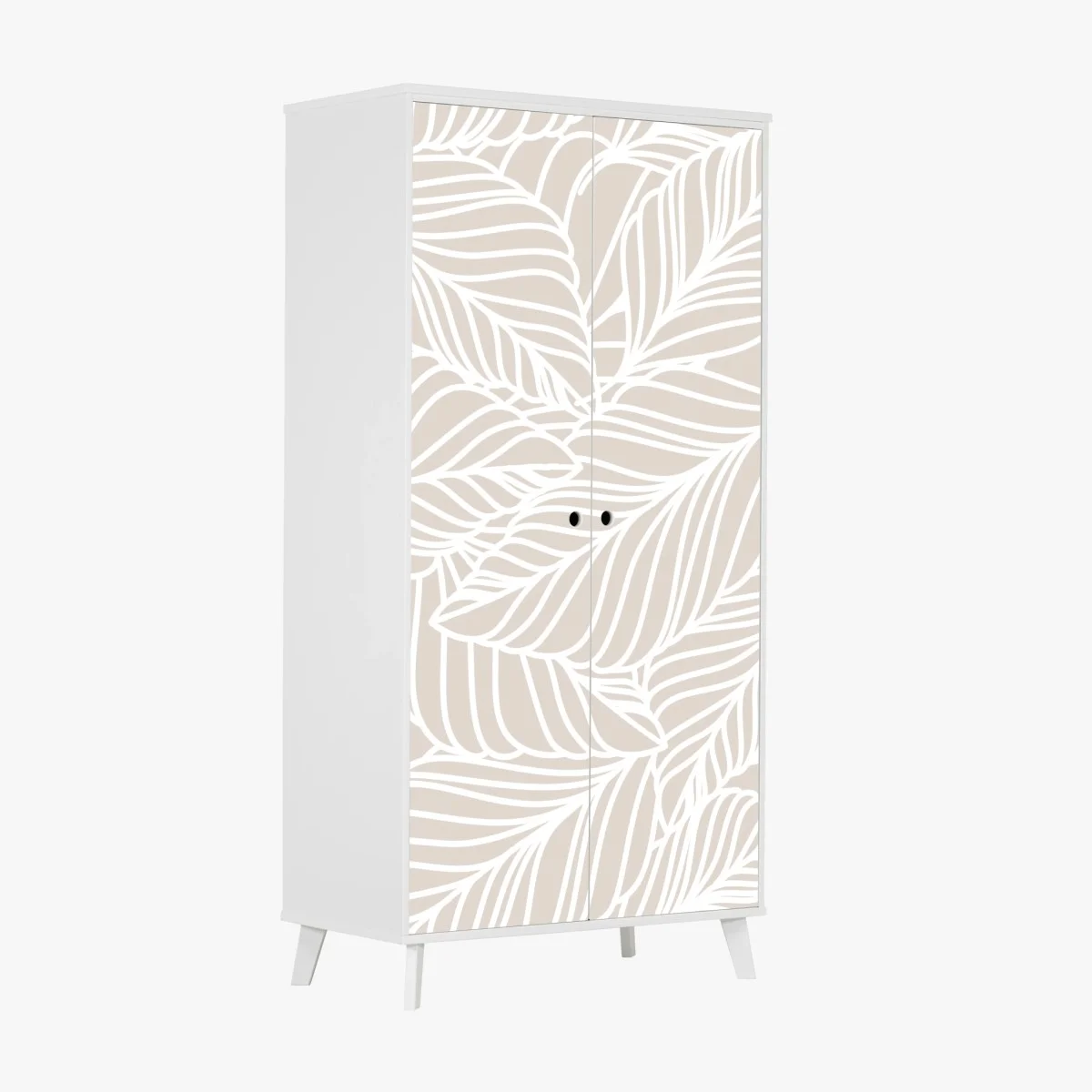Sticker pour armoire motif de feuilles beige et blanc minimaliste – Wallnifity® Sticker pour armoire motif de feuilles beige et blanc minimaliste – Wallnifity®