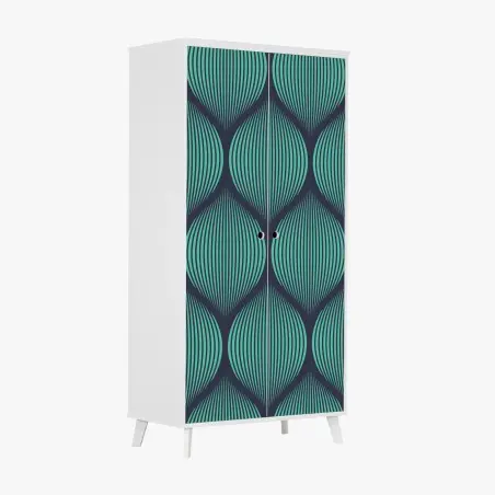 Sticker pour armoire motif géométrique turquoise et bleu marine – Wallnifity®