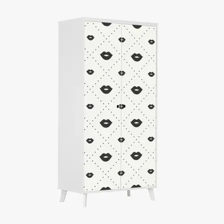 Sticker pour armoire motif lèvres minimalistes en noir et blanc – Wallnifity®