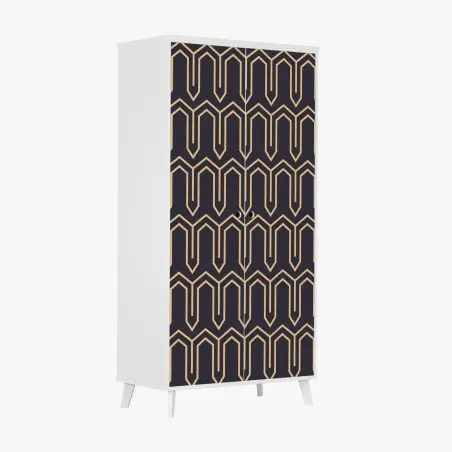 Sticker pour armoire motif art déco doré sur fond bleu marine – Wallnifity®