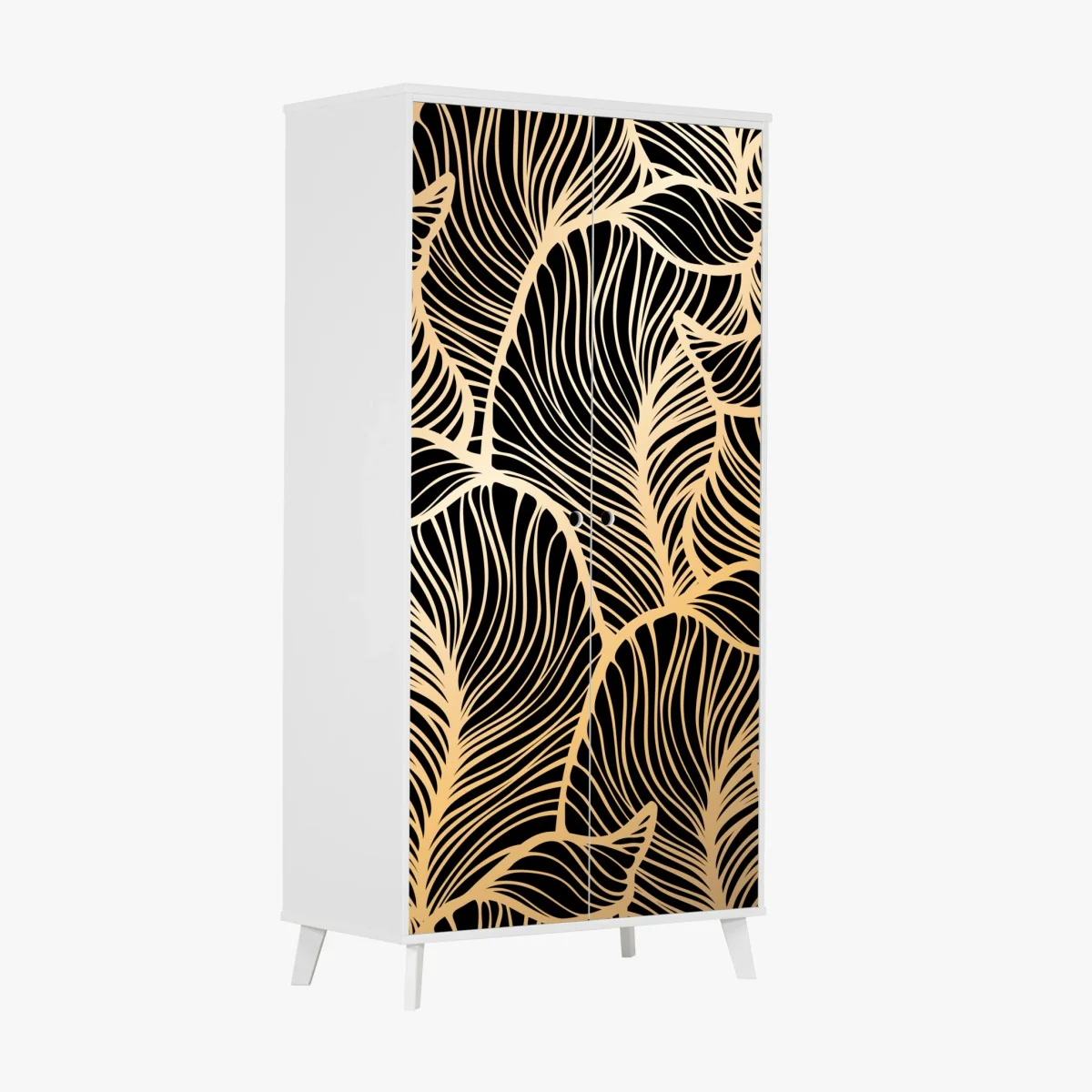 Sticker pour armoire motif feuilles dorées sur fond noir – Wallnifity® Sticker pour armoire motif feuilles dorées sur fond noir – Wallnifity®