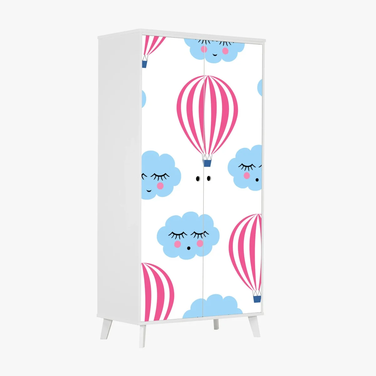 Sticker pour armoire motif nuages endormis et montgolfières roses – Wallnifity® Sticker pour armoire motif nuages endormis et montgolfières roses – Wallnifity®