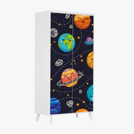 Sticker pour armoire système solaire joyeux pour chambre d'enfant – Wallnifity®
