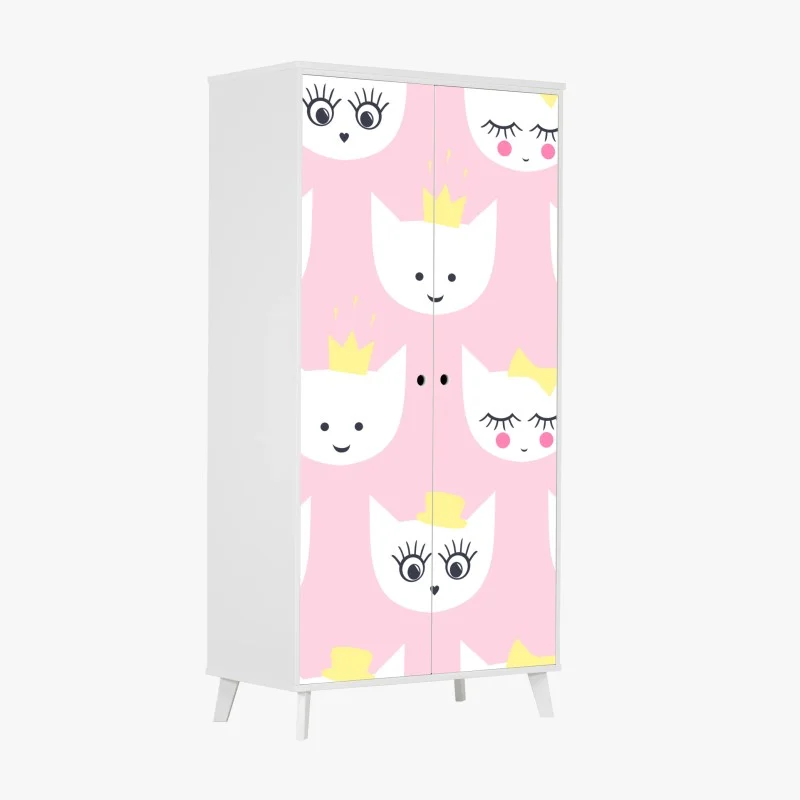 Sticker pour armoire charmant motif de chatons princesse sur fond rose – Wallnifity® Sticker pour armoire charmant motif de chatons princesse sur fond rose – Wallnifity®