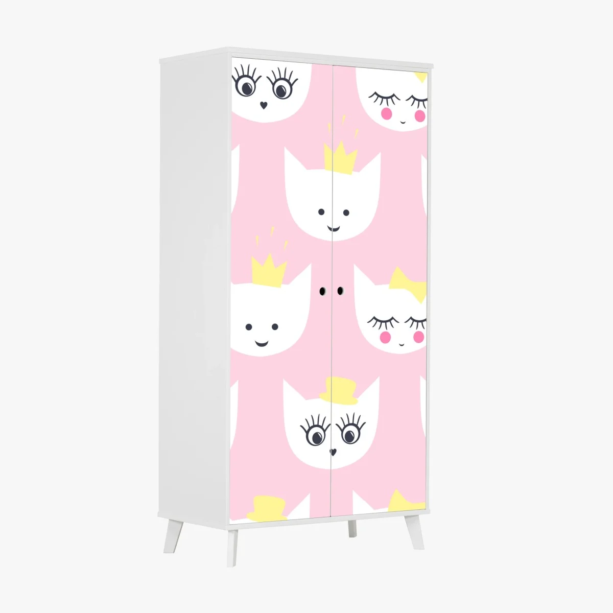 Sticker pour armoire charmant motif de chatons princesse sur fond rose – Wallnifity® Sticker pour armoire charmant motif de chatons princesse sur fond rose – Wallnifity®