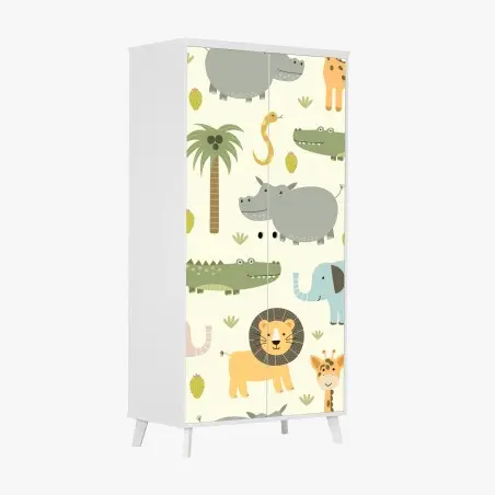 Sticker pour armoire motif safari coloré pour chambre d'enfant – Wallnifity®