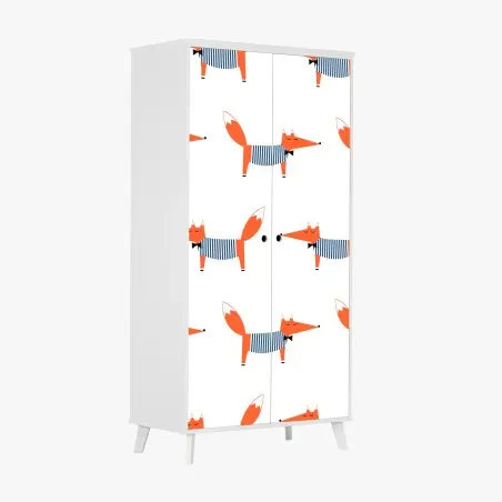 Sticker pour armoire motif renards espiègles à rayures – Wallnifity®
