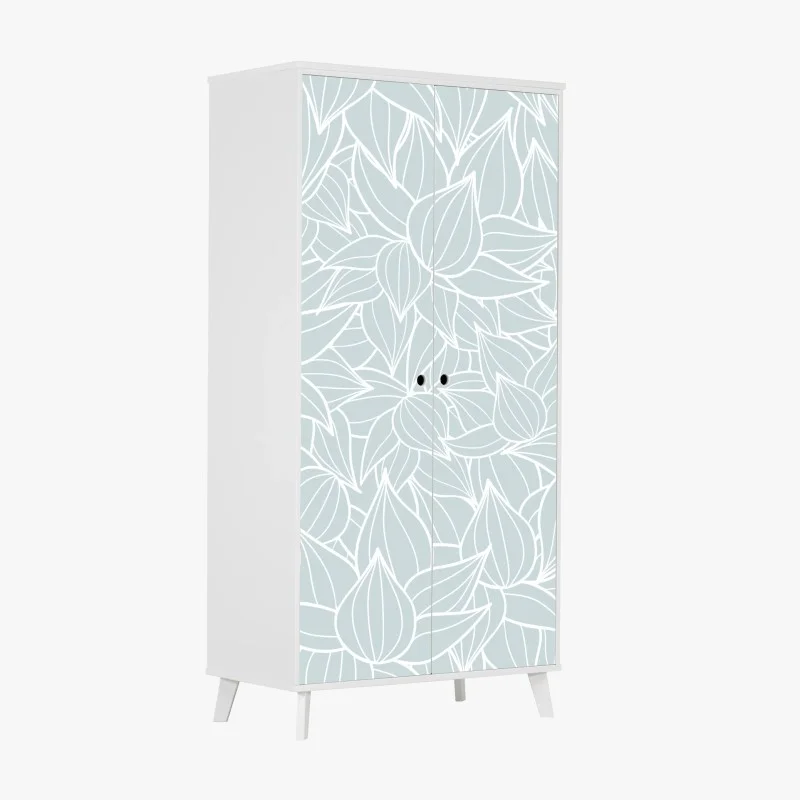 Sticker pour armoire motif floral délicat bleu pastel – Wallnifity®