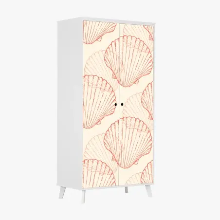 Sticker pour armoire motif coquillages corail sur fond beige – Wallnifity®